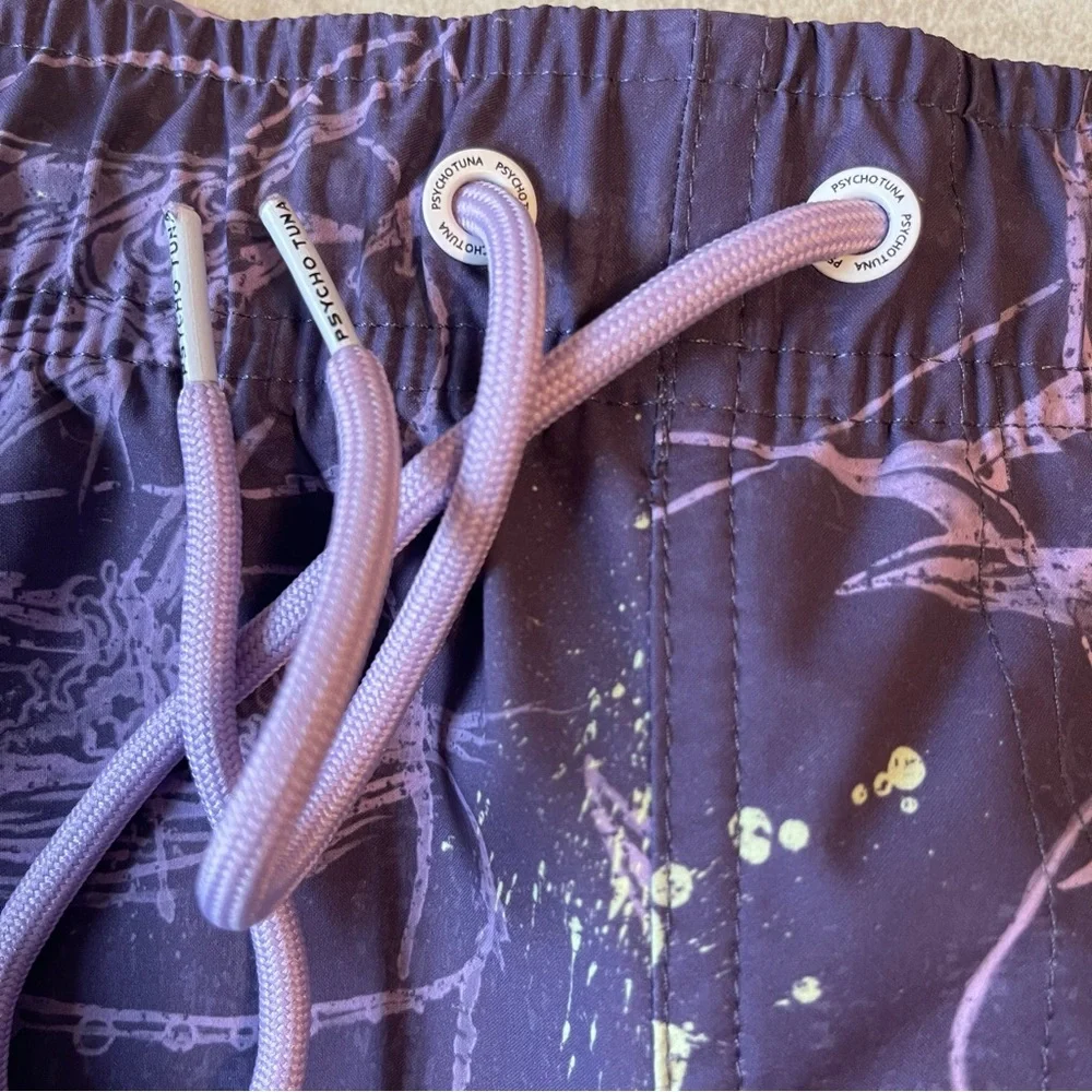 PSYCHO TUNA Purple Nautical Board Shorts with Drawstring Waist